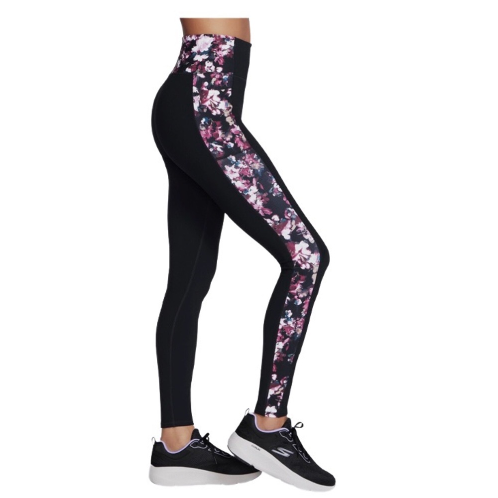 Skechers! Go Flex High Waisted Black With Floral Leggings Size XS